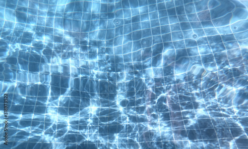 The surface of the water in the pool