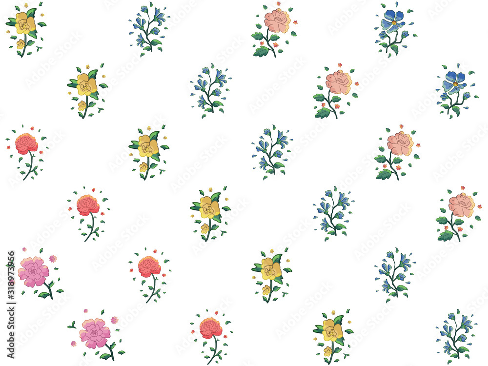 Vector seamless retro pattern, flowers . Fills, wallpaper, surface textures.
