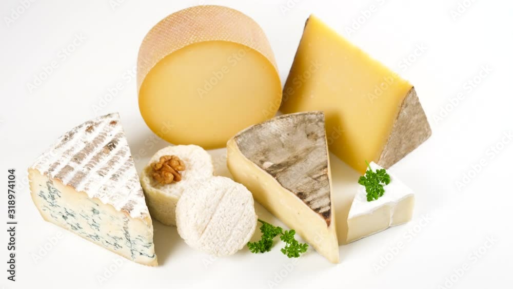 assorted of French cheese blue cheese, goat cheese, brie,emmental