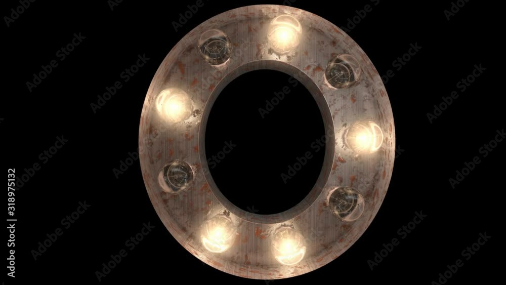 Rusty Steel Light Bulb letters with 4 looping blink animations and alpha O