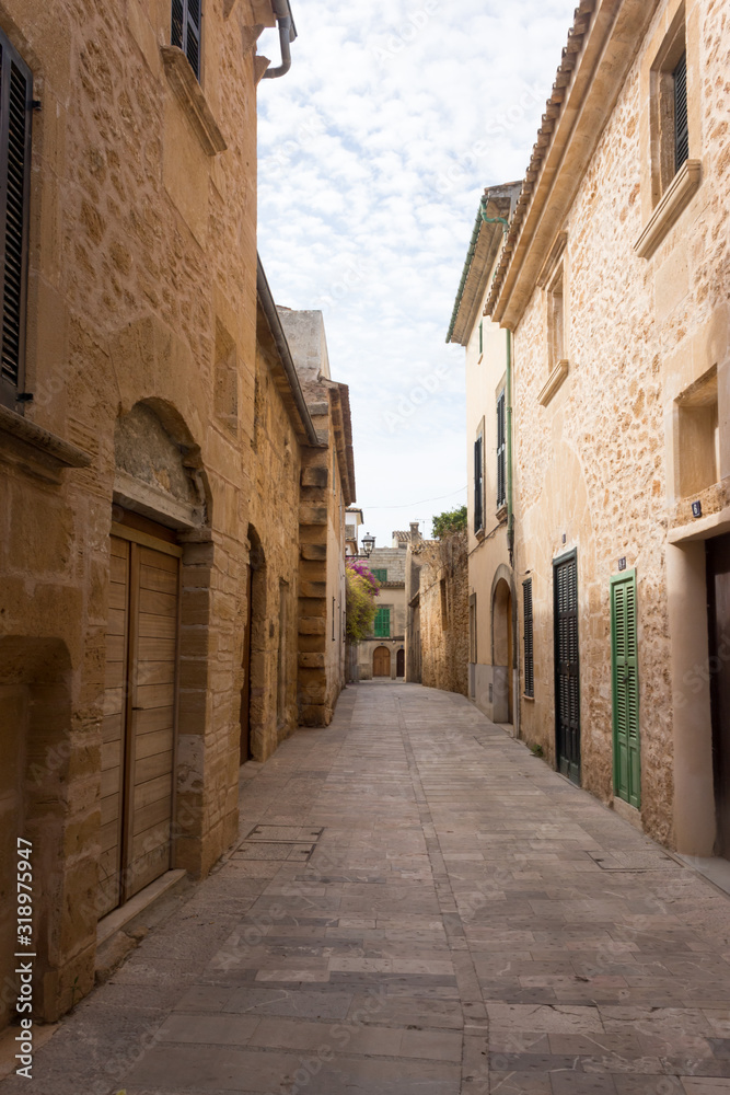 narrow street of Alcudia on the island of Mallorca