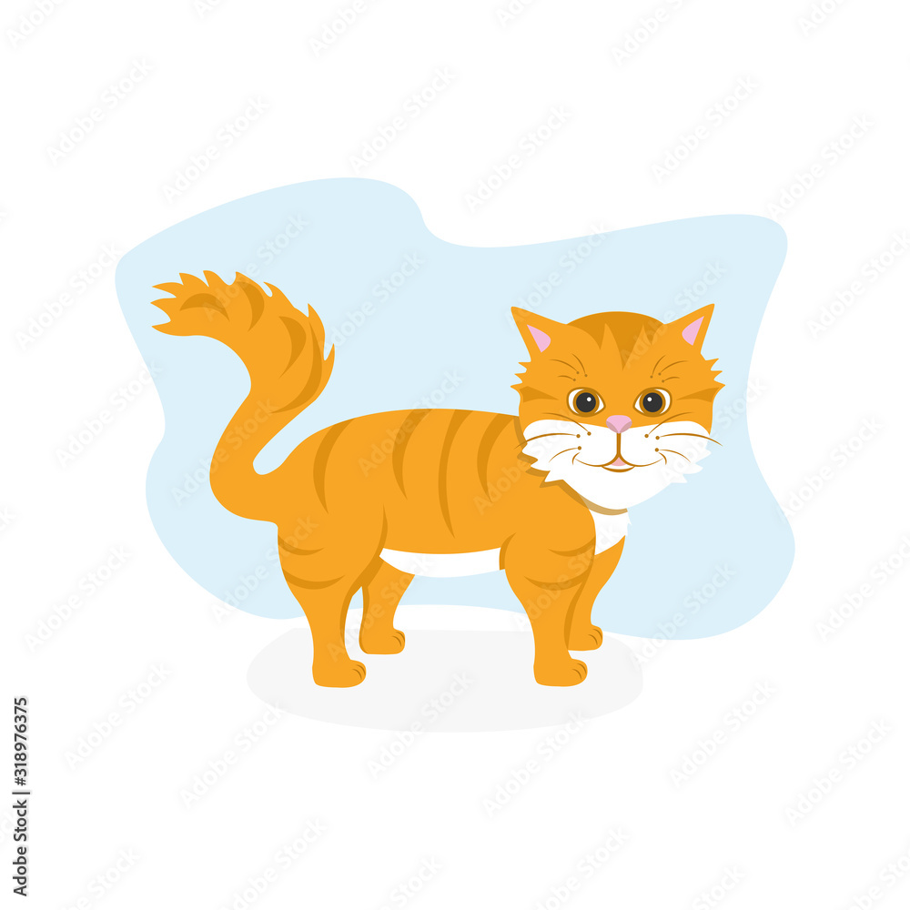The redheaded cat smiles cute. Can be used as advertising, sticker, logo, icon. The redheaded cat smiles cute. Can be used as advertising, sticker, logo, icon.