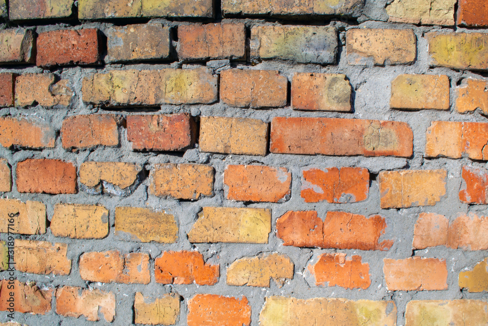 Background old red brick is not fuzzy laid Background old red brick is not fuzzy laid