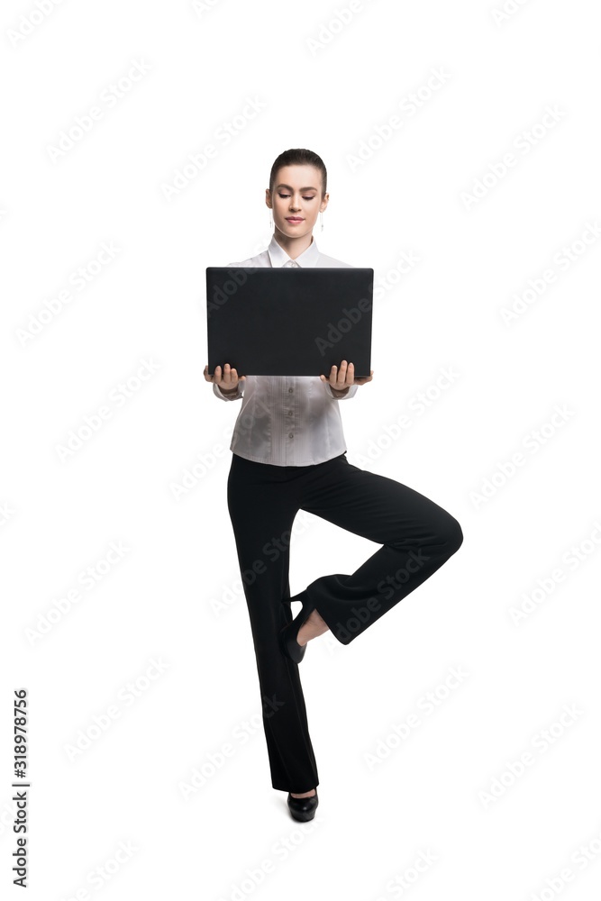 Business woman with notebook isolated view