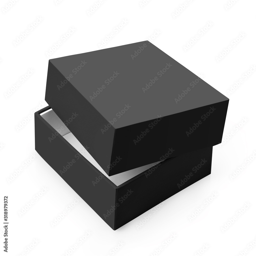 Black square box, isolated on white background Black square box, isolated on white background