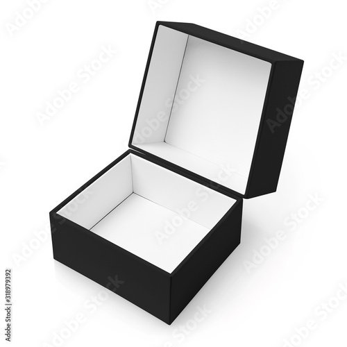 Open black square box, isolated on white background