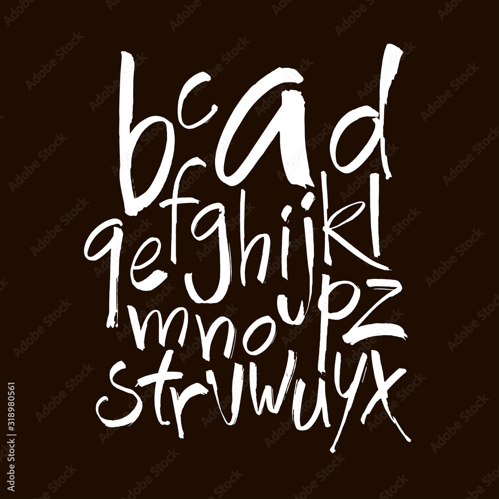 Vector Acrylic Brush Style Hand Drawn Alphabet Font. Calligraphy alphabet on a black background Vector Acrylic Brush Style Hand Drawn Alphabet Font. Calligraphy alphabet on a black background
