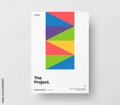 Amazing business presentation vector A4 vertical orientation front page mock up. Modern corporate report cover abstract geometric illustration design layout. Company identity brochure template.