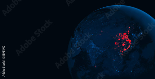 Fototapeta Naklejka Na Ścianę i Meble -  China corona virus map. Elements of this image furnished by NASA.