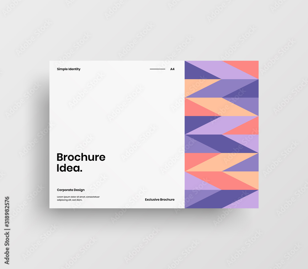 Fototapeta premium Creative business presentation vector A4 horizontal orientation front page mock up. Modern corporate report cover abstract geometric illustration design layout. Company identity brochure template.