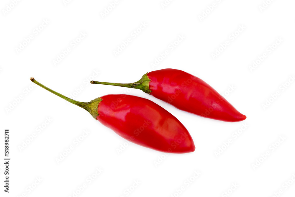 Red hot peppers isolated on white background Red hot peppers isolated on white background