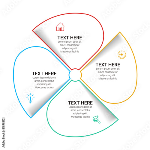Business process infographic template. Thin line design with numbers 3, 4, 5, 6,  options or steps. Vector illustration graphic design.