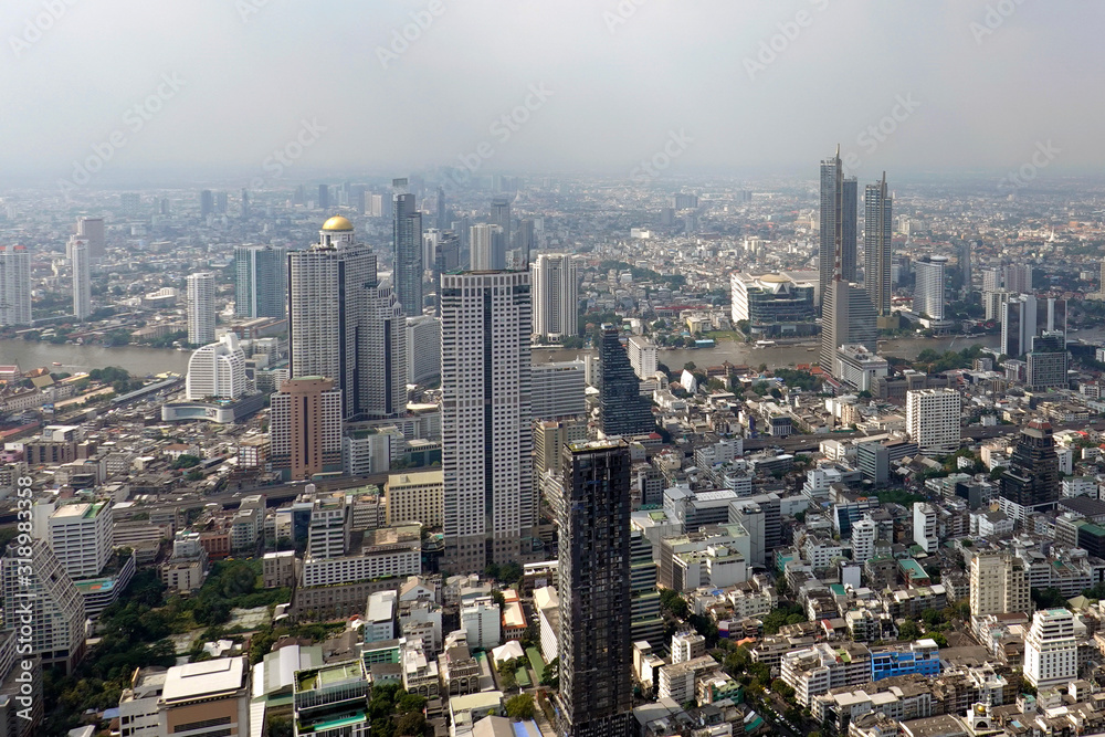 Bangkok, Thailand, aerial cityscape on daytime.