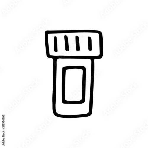 Kitchen box dish cute kitchen equipment vector doodle hand drawn illustration, sticker, icon. Monochrome black design. Isolated on white background. Kitchen staff design element. Line art. Minimalist
