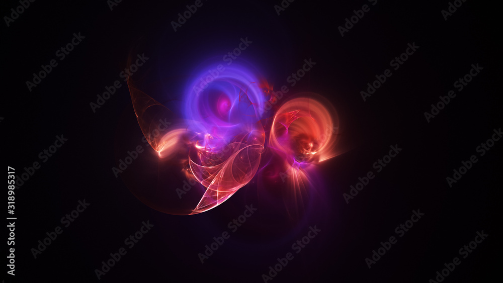 Abstract orange and purple glowing shapes. Fantasy light background. Digital fractal art. 3d rendering. Abstract orange and purple glowing shapes. Fantasy light background. Digital fractal art. 3d rendering.