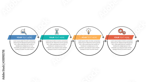 Business process infographic template. Thin line design with numbers 3, 4, 5, 6,  options or steps. Vector illustration graphic design.