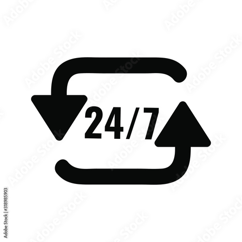 twenty four hour icon. 24 hours service symbol