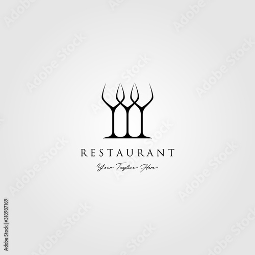 minimalist three glass logo restaurant vector illustration design