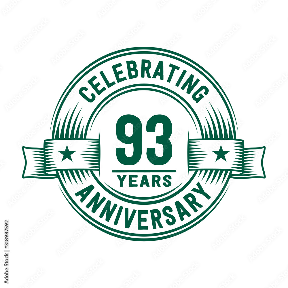 93 years logo design template. 93rd anniversary vector and illustration.