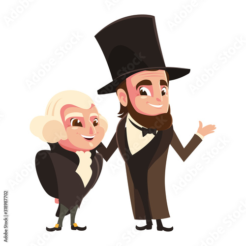 cartoon of presidents george washington and abraham lincoln, president day