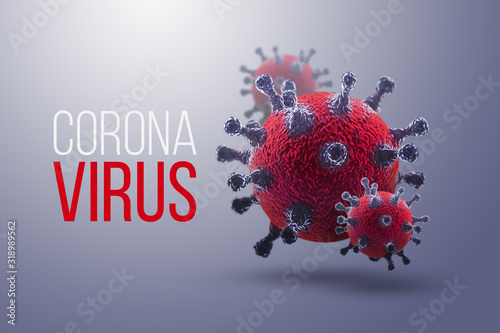 The inscription coronavirus on the background of the image of the virus, epidemic 2019-2020. China infection concept. photo