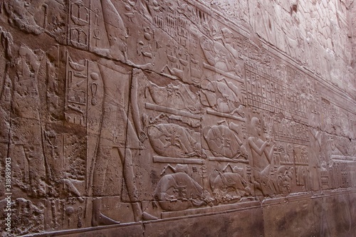 hieroglyphics on egyptian temple wall