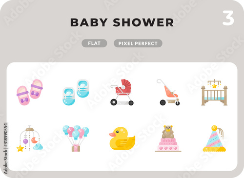 Baby Shower Glyph Icons Pack for UI. Pixel perfect thin line vector icon set for web design and website application.