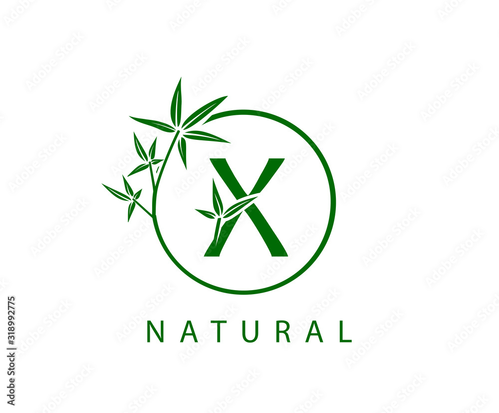 X Letter Green Bamboo Logo Design. X Letter Green Bamboo Logo Design.