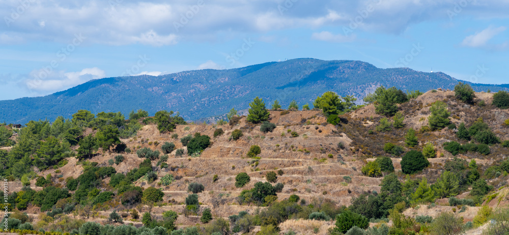The Cyprus nature panorama with mountains