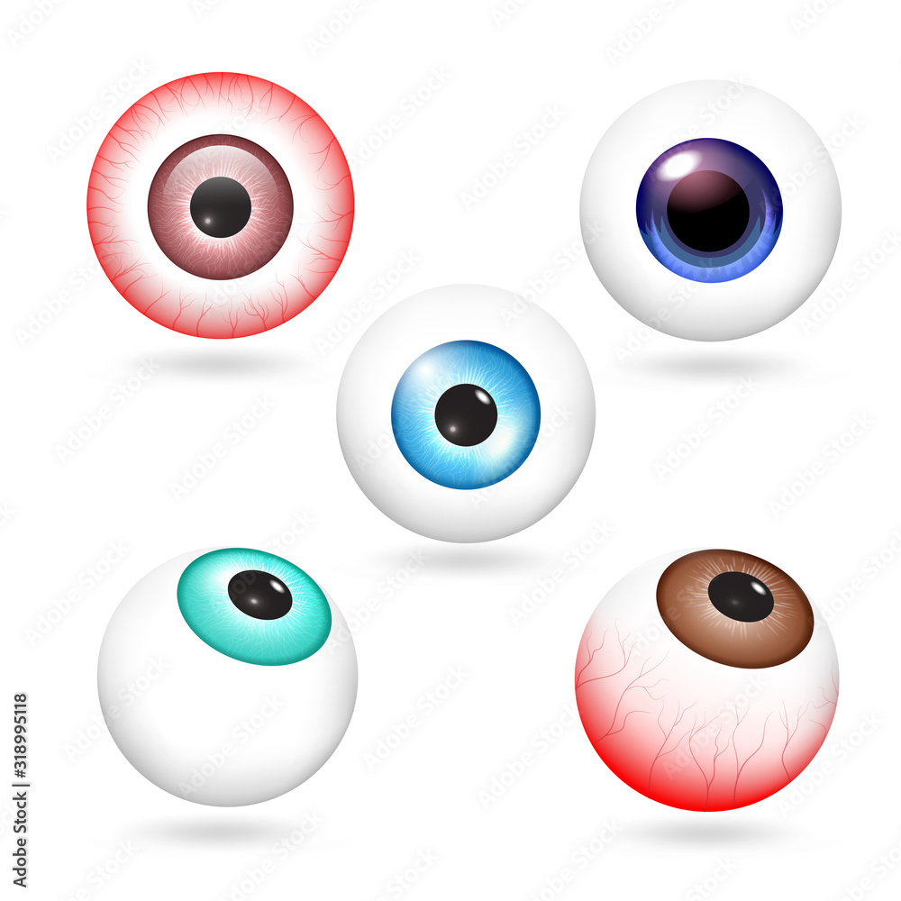 Eyeball icons set. Realistic set of eyeball vector icons for web design isolated on white background Eyeball icons set. Realistic set of eyeball vector icons for web design isolated on white background