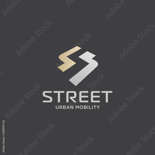 Elegant luxury S letter initial zig zag road clean geometry logo template vector