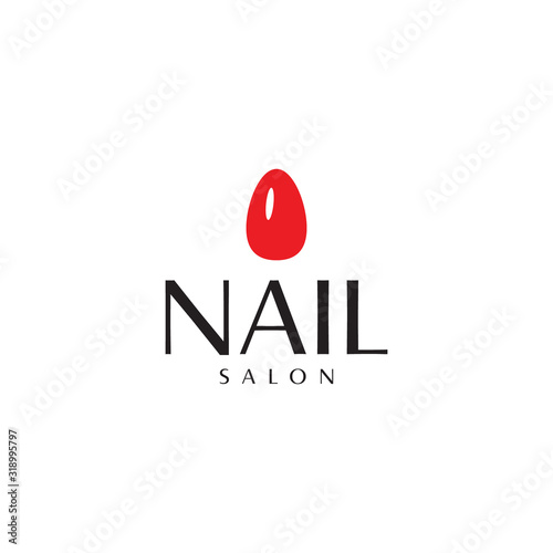 Red painted nail salon logo template vector