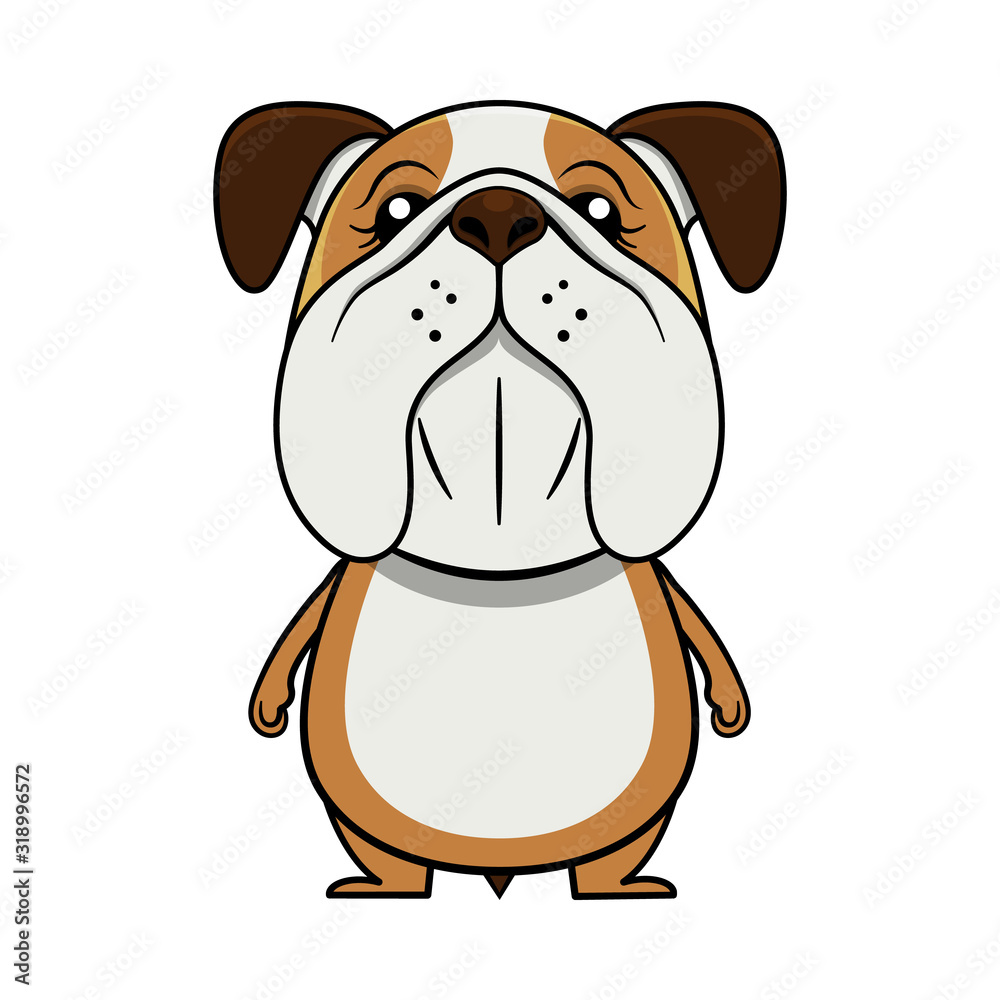 Cute little Bulldog standing mascot, best for emoticons or T-Shirt design Cartoon Vector Cute little Bulldog standing mascot, best for emoticons or T-Shirt design Cartoon Vector