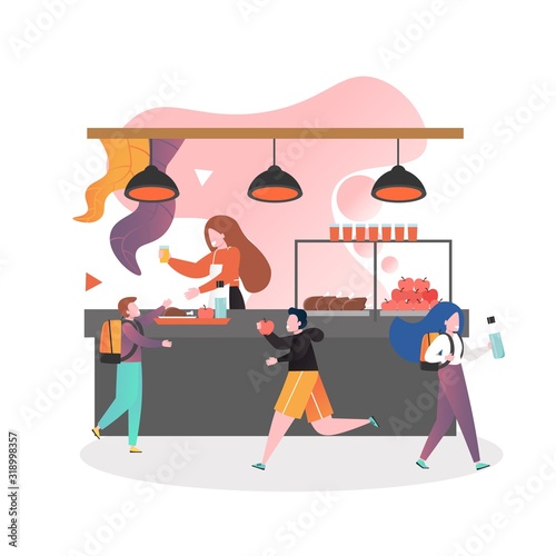 School canteen vector concept for web banner, website page