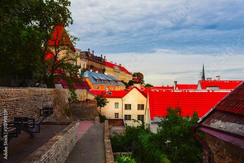 Cityscape of Tallinn  Estonia in the autumn sunny day. Colored medieval houses in old town1