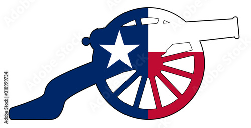 Texan Flag With Civil War Cannon Silhouette