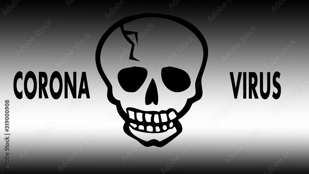 Asian new virus. Skull on the background and the inscription coronavirus Asian new virus. Skull on the background and the inscription coronavirus