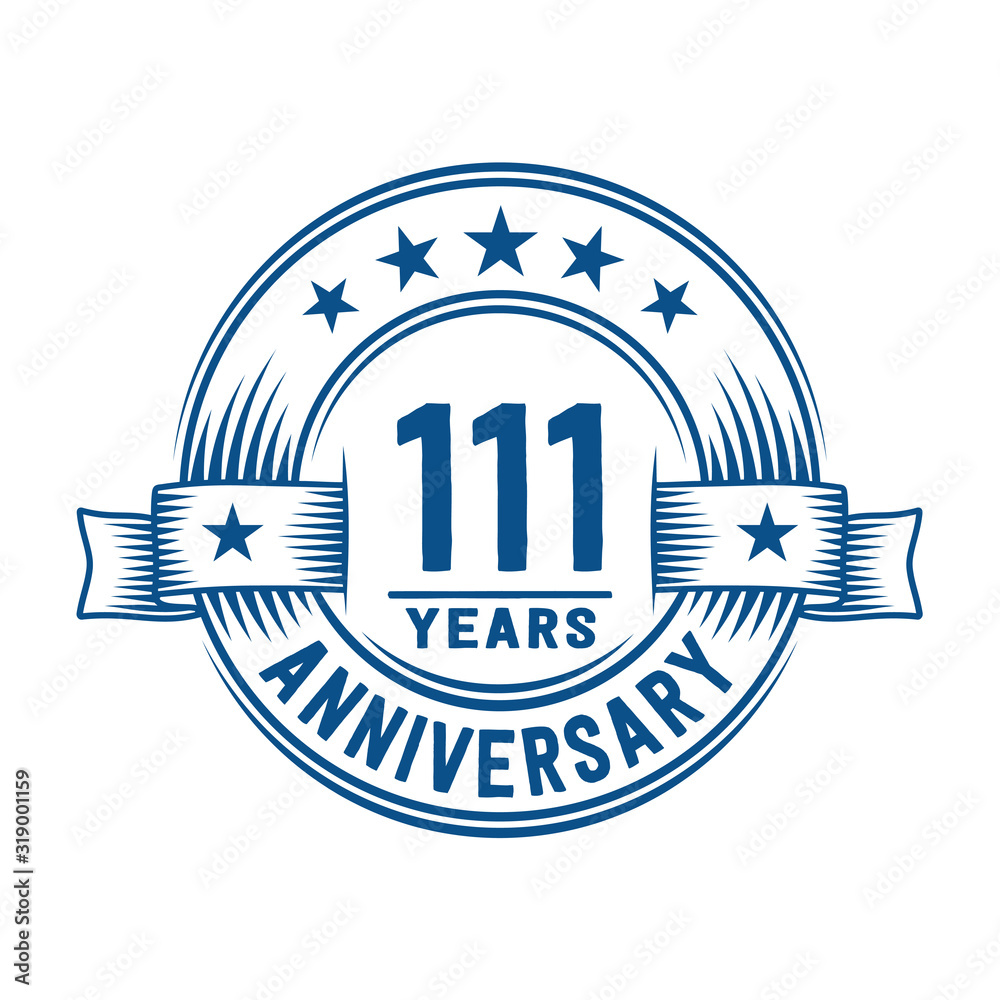 111 years logo design template. 111th anniversary vector and illustration. 111 years logo design template. 111th anniversary vector and illustration.