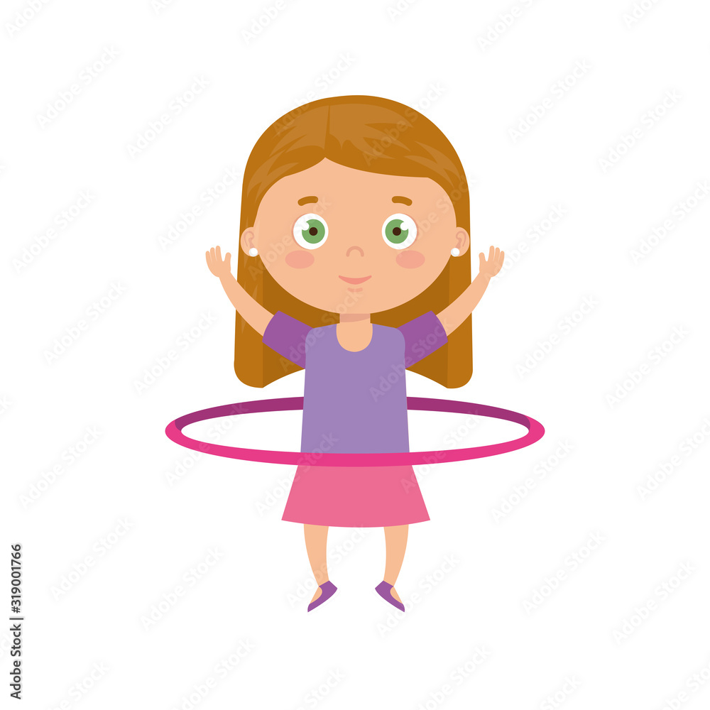 cute little girl playing hula hula isolated icon cute little girl playing hula hula isolated icon