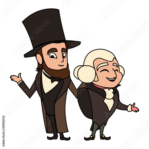 cartoon of presidents george washington and abraham lincoln, president day