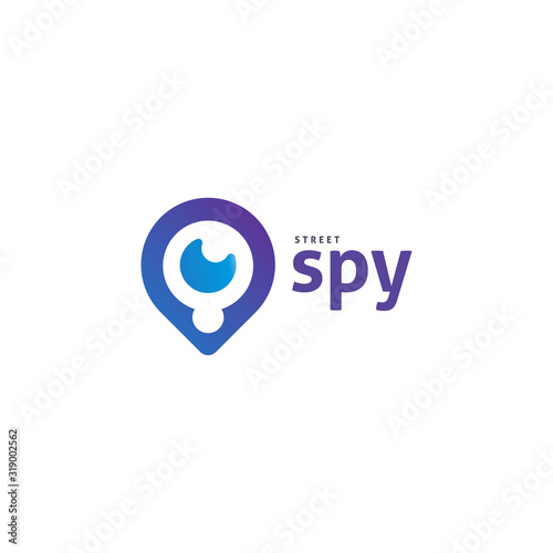 Modern cute camera pin marker logo and app icon template vector