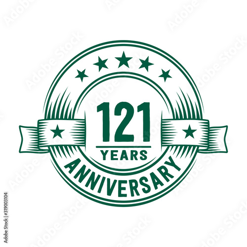 121 years logo design template. 121st anniversary vector and illustration.