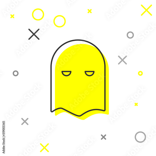 Grey line Executioner mask icon isolated on white background. Hangman, torturer, executor, tormentor, butcher, headsman icon. Vector Illustration