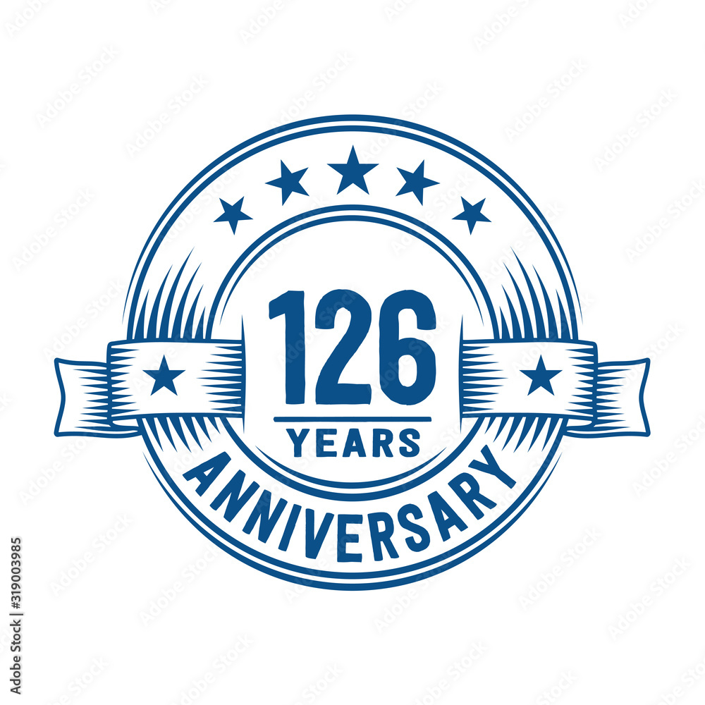Fototapeta premium 126 years logo design template. 126th anniversary vector and illustration.