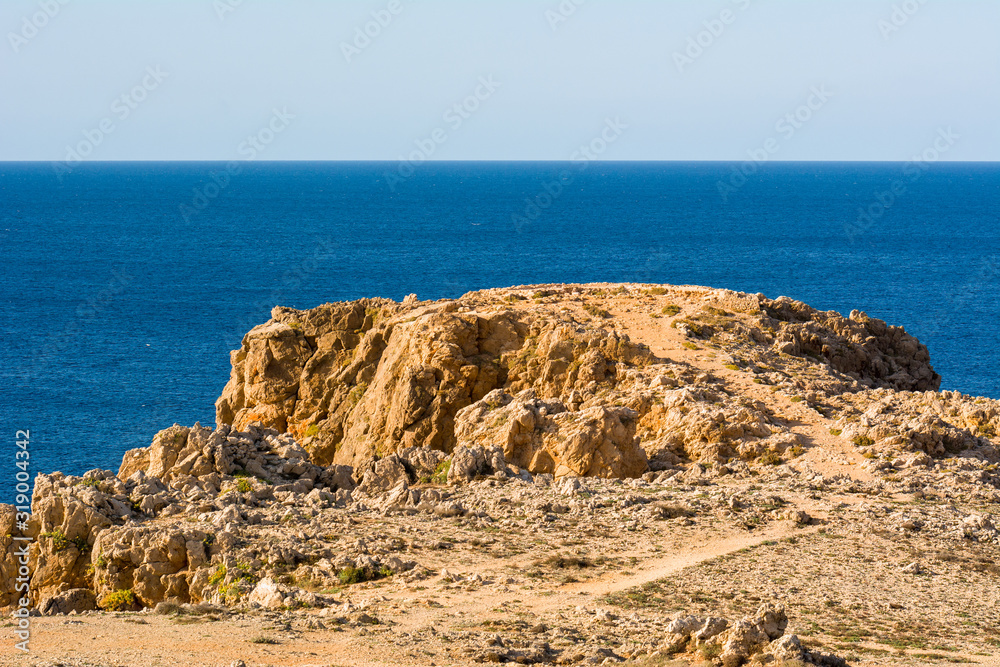 Rock formations on the north coast of the island of Menorca. Spain