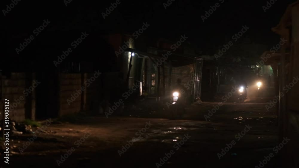 Dark Street and Motorcycles Slow Motion Dark Street and Motorcycles Slow Motion