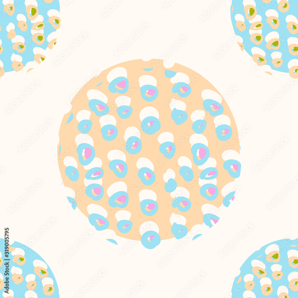 seamless PATTERN drawn by hand with spots, circles, and irregular bumps in soft colors
