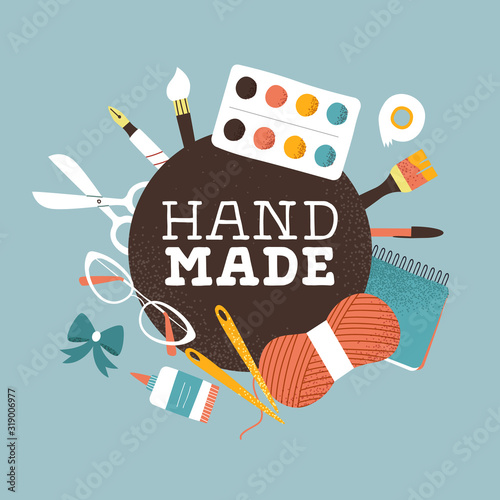 Hand made text label for creative art product