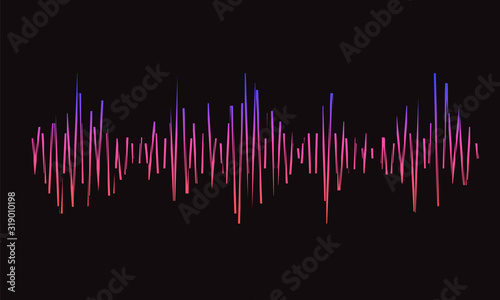 Modern stylized wave lines for design elements in concept of music, technology. Grunge music logo. Abstract vector colorful pulse equalizer background