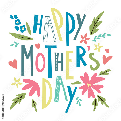 Happy mother's day lettering. Vector template for greeting cards, posters, invitations.